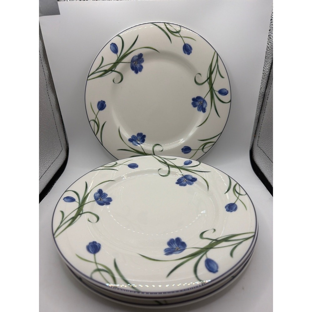 4 Mikasa Y4005 Casual Classics Garden Poetry Floral Salad Plates 8 1/4"